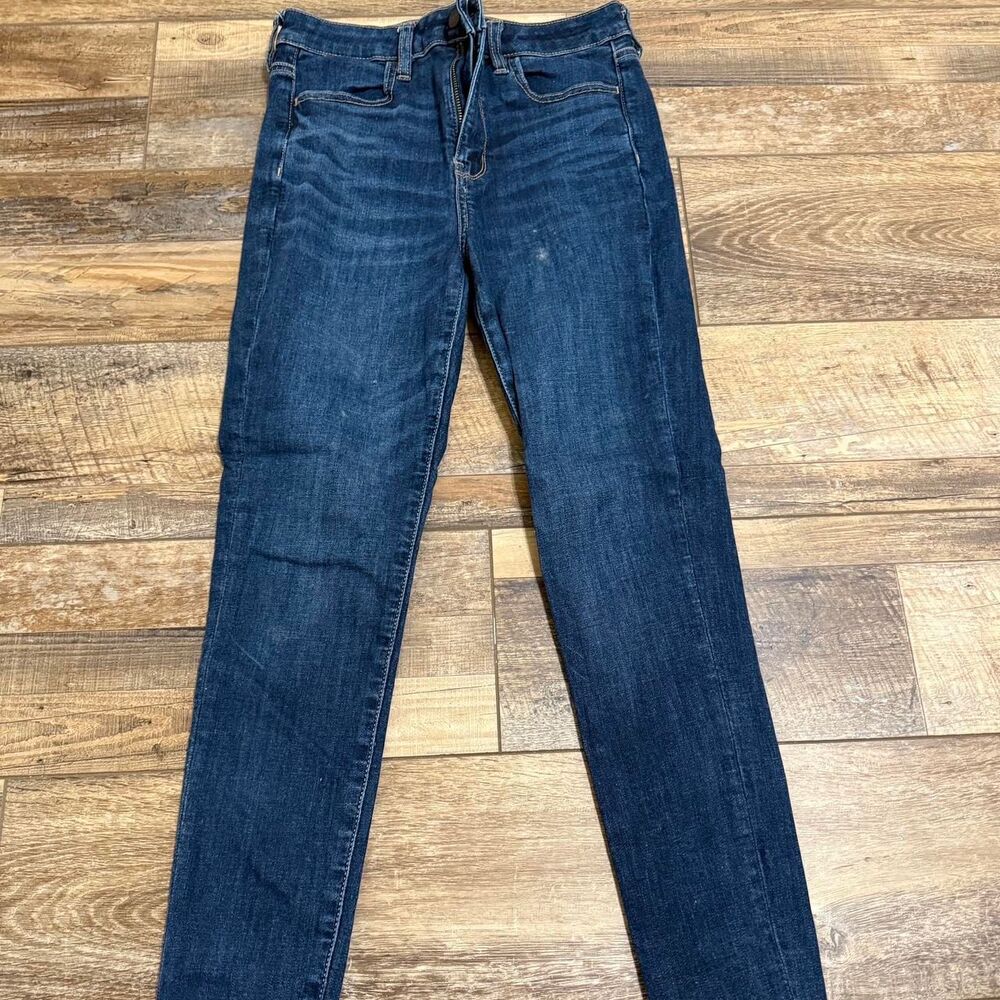 AMERICAN EAGLE OUTFITTERS Sz 4 High RiseWomen's Blue Skinny Dark Navy Jeans
